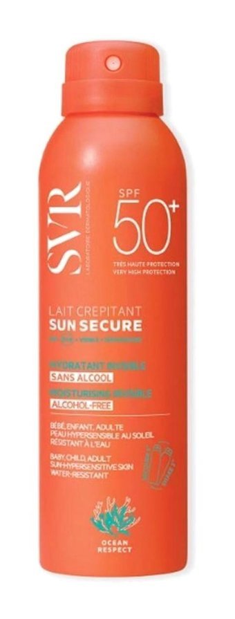 Svr Sun Secure Lait Crepitant 50 Faktör İçin Nemlendirici Suya Dayanıklı Yüz ve Vücut Güneş Kremi 200 ml