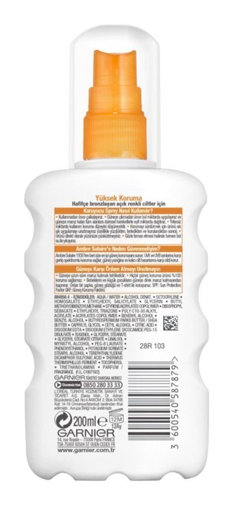 Garnier Ambre Solaire 30 Faktör Tüm Ciltler İçin Nemlendirici Suya Dayanıklı Yüz ve Vücut Güneş Kremi 200 ml