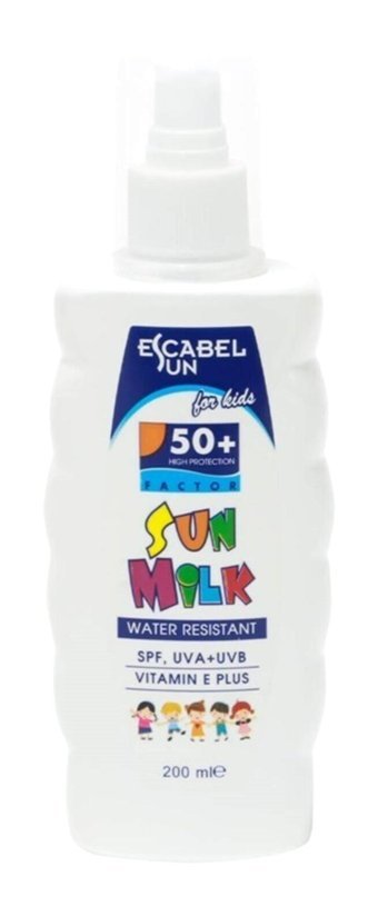 Escabel Sun Sun 50 Faktör Tüm Ciltler İçin Nemlendirici Suya Dayanıklı Yüz ve Vücut Güneş Sütü 200 ml