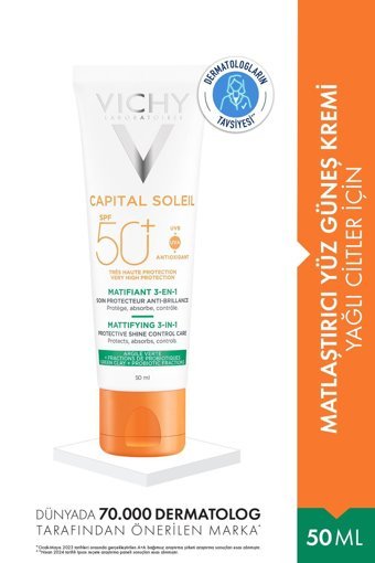 Vichy Capital Soleil 50 Faktör İçin Nemlendirici Yağsız Suya Dayanıklı Yüz ve Vücut Güneş Kremi 50 ml