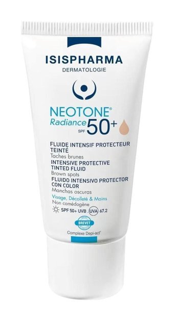 Isıspharma Neotone Radiance 50 Faktör İçin Leke Karşıtı Nemlendirici Yaşlanma Karşıtı Yağsız Suya Dayanıklı Yüz ve Vücut Güneş Kremi 30 ml