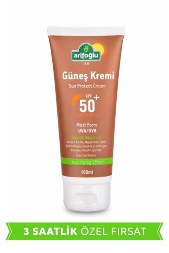 Arifoğlu 50 Faktör İçin Leke Karşıtı Nemlendirici Yaşlanma Karşıtı Suya Dayanıklı Yüz Güneş Kremi 100 ml