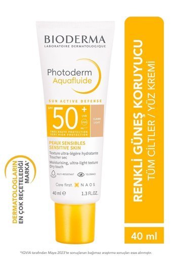 Bioderma Photoderm Aquafluid 50 Faktör İçin Leke Karşıtı Nemlendirici Suya Dayanıklı Yüz ve Vücut Güneş Kremi 40 ml
