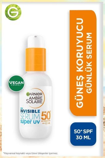 Garnier Ambre Solaire Invisible 50 Faktör Tüm Ciltler İçin Nemlendirici Suya Dayanıklı Yüz Güneş Kremi 30 ml