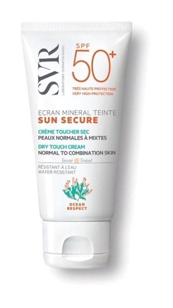 Svr Sun Secure Ecran Mineral Teinte 50 Faktör Normal Ciltler İçin Nemlendirici Aydınlatıcı Suya Dayanıklı Yüz Güneş Kremi 60 ml