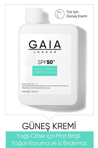 Gaia London 50 Faktör Yağlı Ciltler İçin Nemlendirici Aydınlatıcı Suya Dayanıklı Yüz Güneş Kremi 100 ml