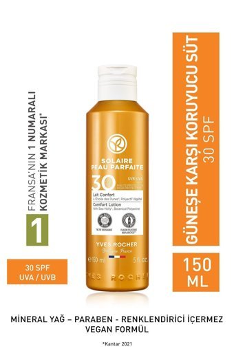 Yves Rocher Solaire Peau Parfaite 30 Faktör Tüm Ciltler İçin Nemlendirici Suya Dayanıklı Yüz Güneş Losyonu 150 ml