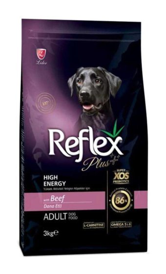 Reflex Plus High Energy Biftekli Yetişkin Kuru Köpek Maması 3 kg