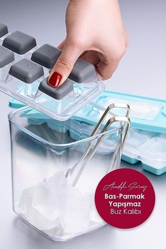 Elyap Dikdörtgen Plastik Kapaklı renkli Buz Kalıbı