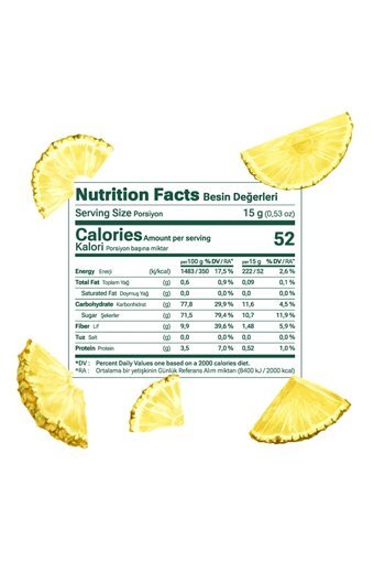 Dokuru Şekersiz Çekirdeksiz Ananas 15 gr