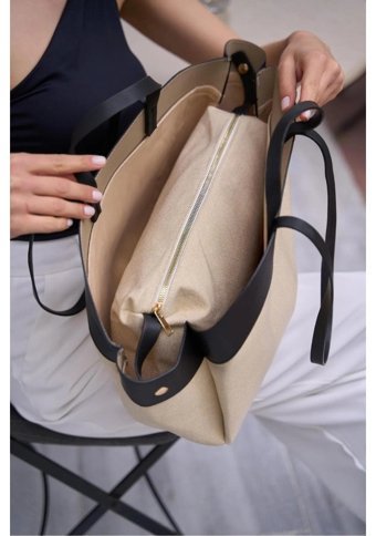Gülşah Çaptı Bag Kontrast Tote Kadın El Çantası Siyah