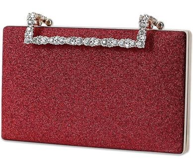 Aromee Clutch Suni Elmas Lüks Kadın El Çantası Kırmızı