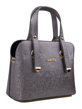 Armine Casual Parlak Desen Kadın El Çantası Platin