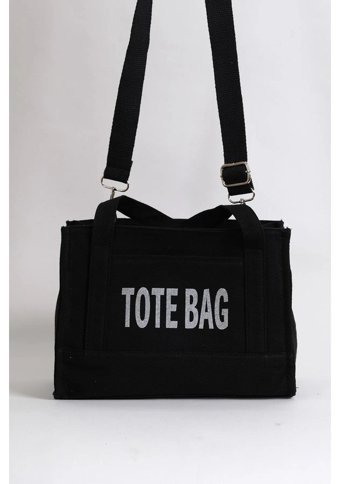 Gülşah Çaptı Bag Kanvas Kumaş Tote Bag Kadın El Çantası Siyah