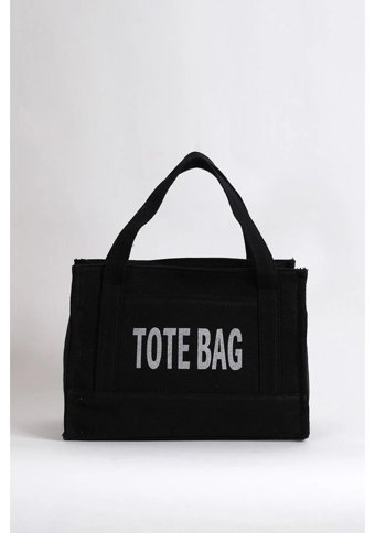 Gülşah Çaptı Bag Kanvas Kumaş Tote Bag Kadın El Çantası Siyah
