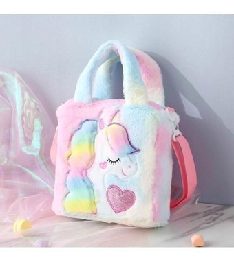 Jzcat Unicorn Karikatür Omuz Peluş ÇantaMavi