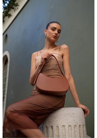 Gülşah Çaptı Bag Baguette Kadın El Çantası Taba