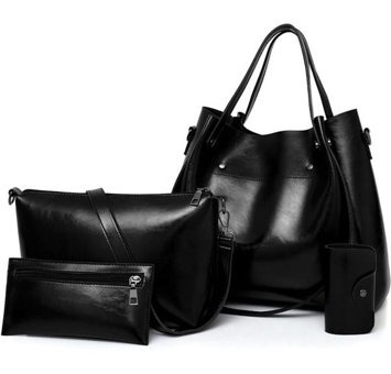 Aromee Retro Kova Tote 4 Parça Set Kadın El Çantası Siyah