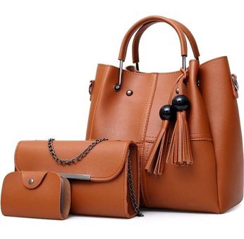 Aromee Moda 3 Parçalı Set Kova Kadın El Çantası Kahverengi