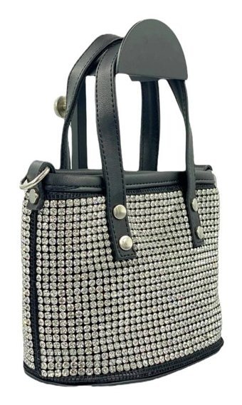 Sentt Deri Üzeri Swarovski Taş Kaplama Mini Kadın El Çantası Beyaz