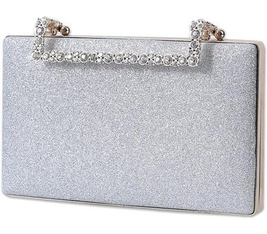 Aromee Clutch Suni Elmas Lüks Kadın El Çantası Gümüş