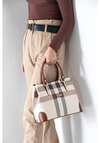 Silver & Polo Nv667 Kadın El Çantası Krem Taba