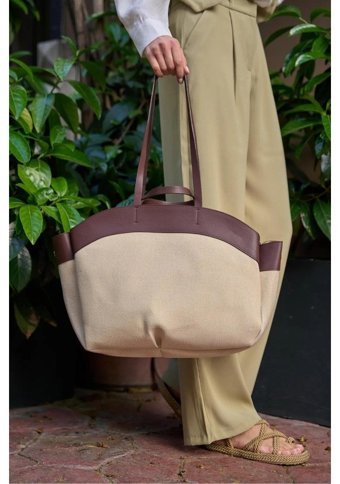 Gülşah Çaptı Bag Kontrast Tote Kadın El Çantası Kahverengi