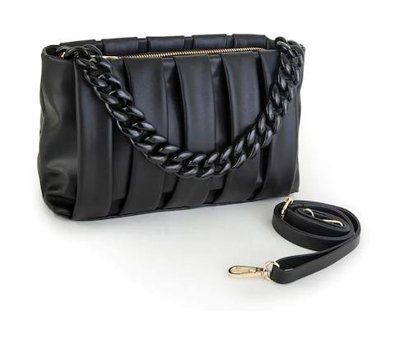 Gülşah Çaptı Bag Zincir Askılı & Pileli Model Kadın El Çantası Siyah
