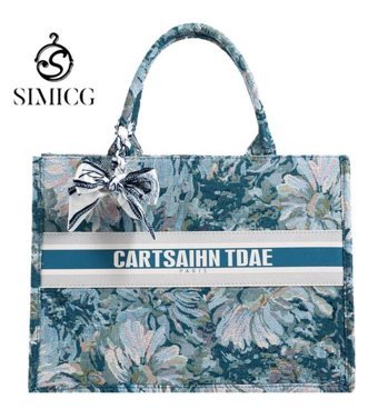 Simicg Yağlı Boya Stil Tote Kadın El Çantası