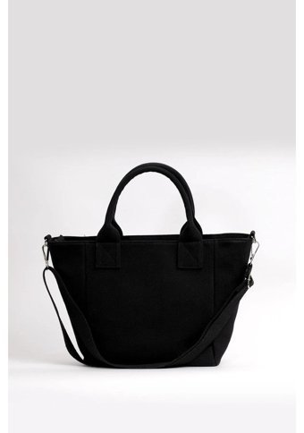 Gülşah Çaptı Bag Kanvas Kumaş Kadın El Çantası Siyah