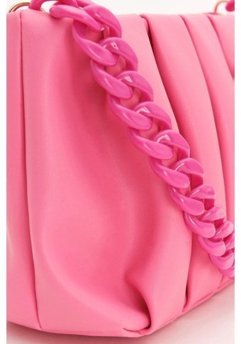 Gülşah Çaptı Bag Zincir Askılı & Pileli Model Kadın El Çantası Pembe
