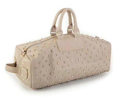 Gülşah Çaptı Bag Zımbalı Geniş Kadın El Çantası Bej