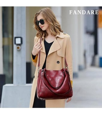 Aromee Retro Kova Tote 4 Parça Set Kadın El Çantası Kırmızı Şarap
