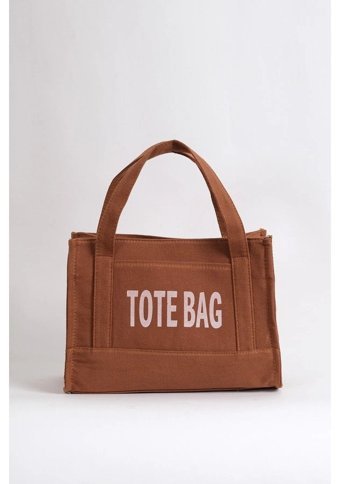 Gülşah Çaptı Bag Kanvas Kumaş Tote Bag Kadın El Çantası Taba