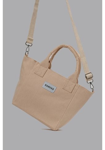 Gülşah Çaptı Bag Kanvas Kumaş Kadın El Çantası Siyah Krem