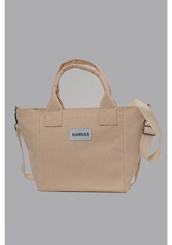 Gülşah Çaptı Bag Kanvas Kumaş Kadın El Çantası Siyah Krem
