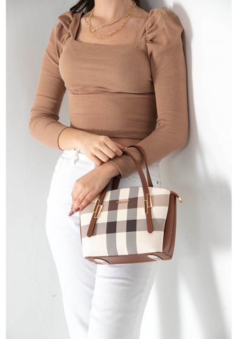 Silver & Polo Sp1021 Kadın El Çantası Krem Taba