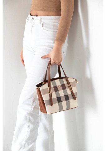 Silver & Polo Sp1021 Kadın El Çantası Krem Taba