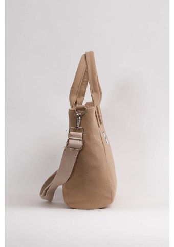 Gülşah Çaptı Bag Kanvas Kumaş Kadın El Çantası Siyah Bej