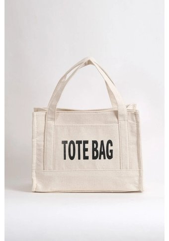 Gülşah Çaptı Bag Kanvas Kumaş Tote Bag Kadın El Çantası Krem