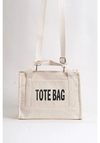 Gülşah Çaptı Bag Kanvas Kumaş Tote Bag Kadın El Çantası Krem