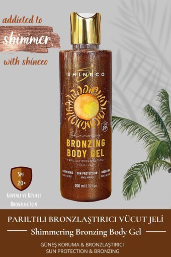 Shineco Simli Yoğun 20 Faktör Vücut İçin Bronzlaştırıcı Jel 200 ml