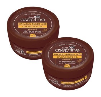 Cire Aseptine Kakao Yoğun 2 Faktör Vücut - Yüz İçin Bronzlaştırıcı Yağ 2 x 100 ml