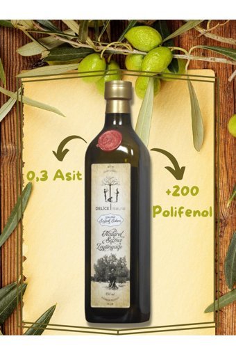 Delice Naturel Soğuk Sıkım Organik Polifenollü Cam Sızma Zeytinyağı 750 ml