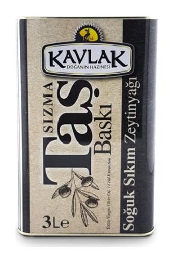 Kavlak Taş Baskı Soğuk Sıkım Polifenolsüz Teneke Zeytinyağı 3 lt