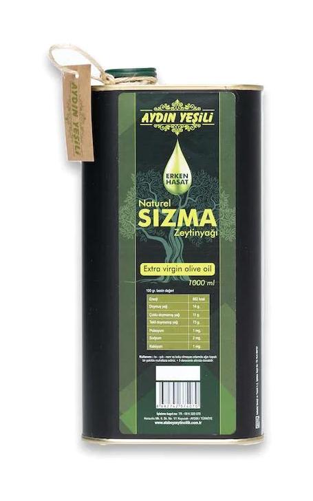 Aydın Yeşili Naturel Soğuk Sıkım Filtresiz Teneke Sızma Zeytinyağı 1 lt
