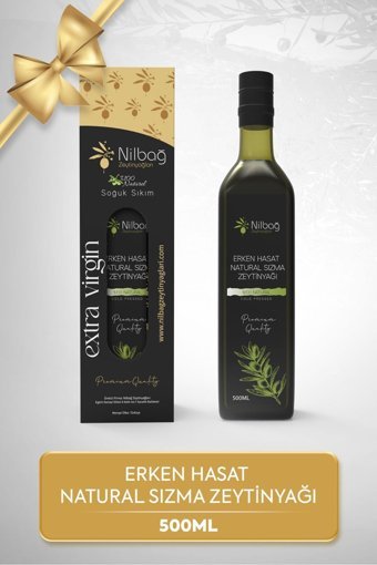 Nilbağ Zeytinyağları Ayvalık Soğuk Sıkım Filtresiz Cam Sızma Zeytinyağı 500 ml