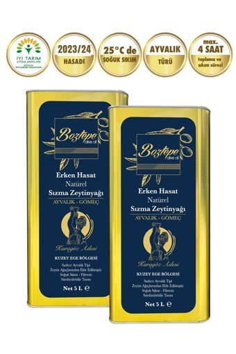 Boztepe Naturel Soğuk Sıkım Filtresiz Polifenollü Teneke Sızma Zeytinyağı 2x5 lt