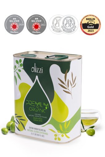 Olizzi Premium Soğuk Sıkım Organik Polifenollü Teneke Zeytinyağı 2 lt