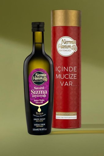 Nermin Hanım Zeytinliği Naturel Soğuk Sıkım Polifenollü Cam Sızma Zeytinyağı 500 ml